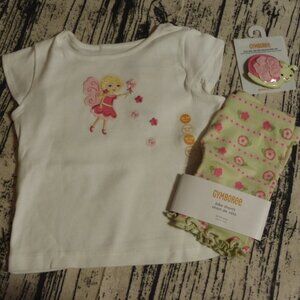 Gymboree Fairy Garden 18-24 Month Bike Shorts Shirt Hair Clip Outfit NWT